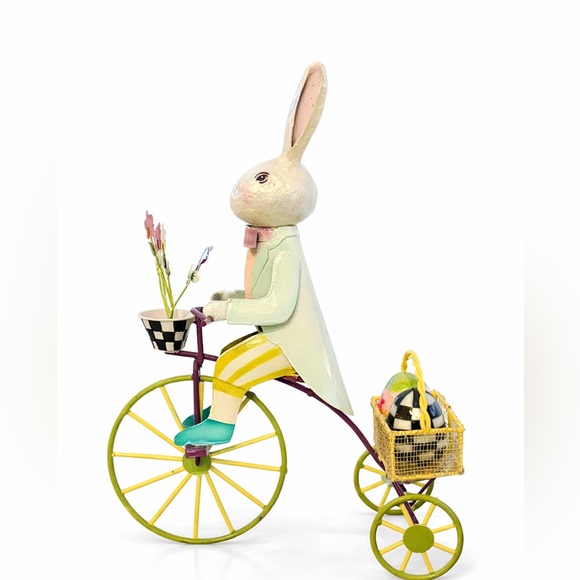 MacKENZIE CHILDS CALICO RABBIT ON BIKE BNIB - Picture 1 of 4